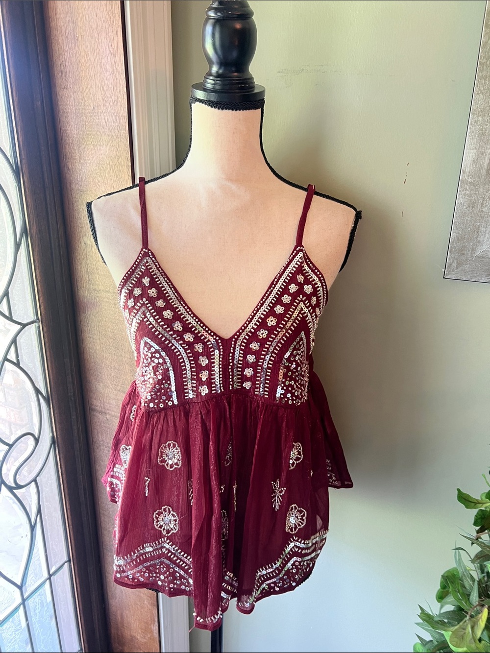 Lizette Collection Shimmery Burgundy Evening Top